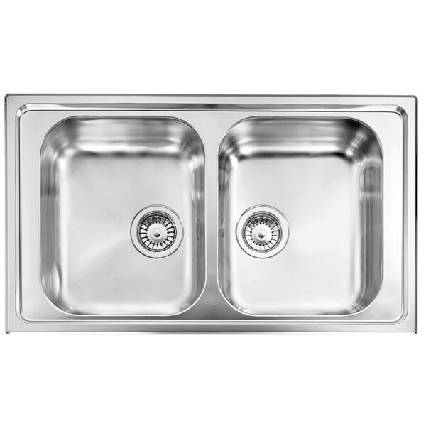 Plados Telma CO08620 - OLYMPUS Lavello incasso cm. 86 x 50 - inox 2 vasche