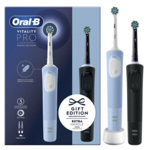 Oral-B Vitality Pro Duo Adulto Spazzolino rotante-oscillante Nero, Blu, Bianco