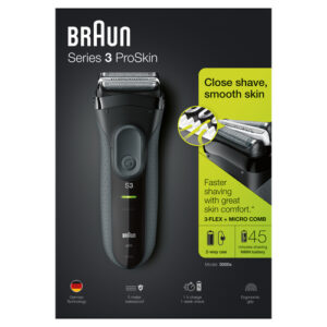 Braun Series 3 ProSkin 3000s Rasoio Elettrico, Nero Ricaricabile