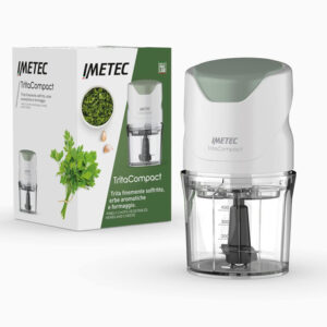 Imetec 7473 Tritacompact tritatutto, Lame in acciaio inox, Capienza contenitore 400 ml, Funzionamento a pressione, Compatto, 350 w